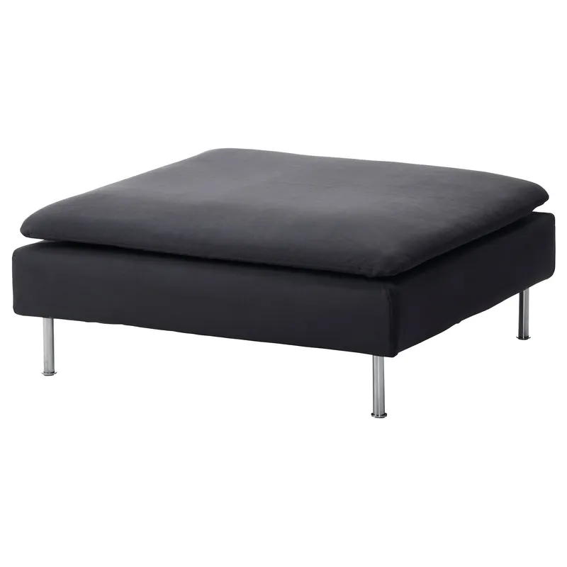 Modular Sofa, 1 piece ottoman, grey, a square footstool with a cushioned top and four metal legs