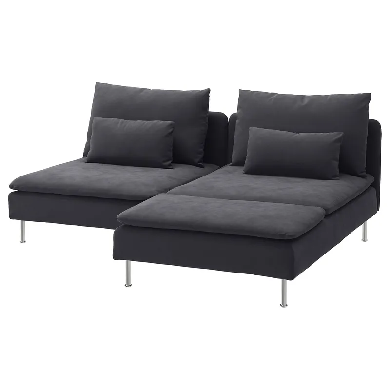 Modular Sofa, 2.5 piece, grey, with a backrest and rectangular cushion on metal legs