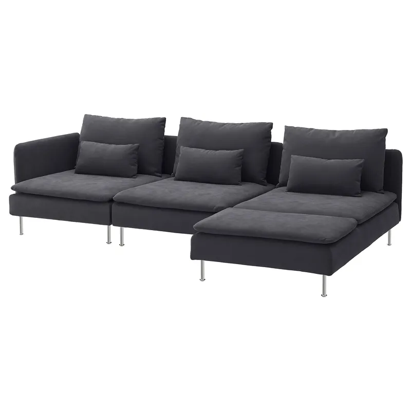 Modular Sofa, 3.5 piece, grey, a corner sofa with metal legs and a right-side chaise