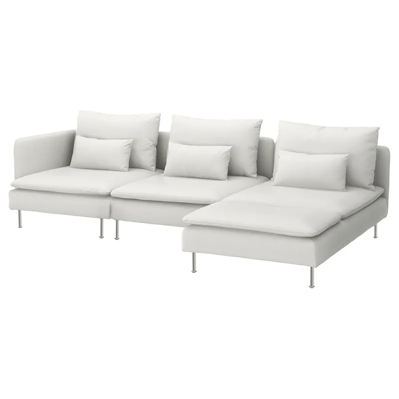 Modular Sofa, 3.5 piece, white, shown as a complete seating layout